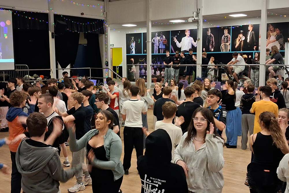 Many students dancing in the 24-hour challenge