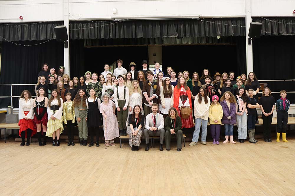 Into the Woods - Whole Cast Photo A whole cast photo of Into the Woods, taken during rehearsals